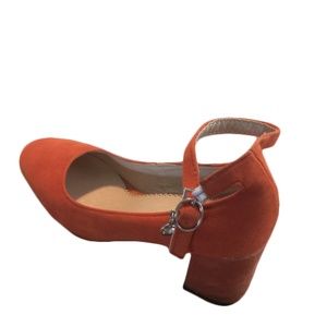 Orange Suede Mary Jane Ankle Strap Block Heels 6.5